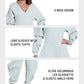 Cozy Deep V-Neck Sweatshirt Jumpsuit Women's Relaxed Wide Leg Loungewear