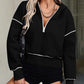 Stylish Women's Cropped Half-Zip Hoodie: Cozy Sweatshirt with Contrast Stitching