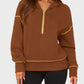 Stylish Women's Cropped Half-Zip Hoodie: Cozy Sweatshirt with Contrast Stitching