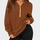 Stylish Women's Cropped Half-Zip Hoodie: Cozy Sweatshirt with Contrast Stitching
