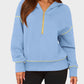 Stylish Women's Cropped Half-Zip Hoodie: Cozy Sweatshirt with Contrast Stitching
