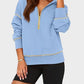 Stylish Women's Cropped Half-Zip Hoodie: Cozy Sweatshirt with Contrast Stitching