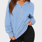 Stylish Women's Cropped Half-Zip Hoodie: Cozy Sweatshirt with Contrast Stitching