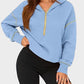 Stylish Women's Cropped Half-Zip Hoodie: Cozy Sweatshirt with Contrast Stitching