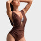 Flattering Deep Plunge Halter Two-Piece Swimsuit for Stylish Beachwear Confidence