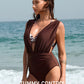 Flattering Deep Plunge Halter Two-Piece Swimsuit for Stylish Beachwear Confidence