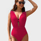 Flattering Deep Plunge Halter Two-Piece Swimsuit for Stylish Beachwear Confidence