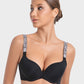 Sparkling Rhinestone Strap Deep V Push-Up Underwire Bra for Enhanced Lift