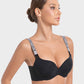 Sparkling Rhinestone Strap Deep V Push-Up Underwire Bra for Enhanced Lift