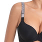 Sparkling Rhinestone Strap Deep V Push-Up Underwire Bra for Enhanced Lift