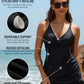 Women's Deep V Cross-Back Ruched Tummy Control One-Piece Swimsuit Flattering