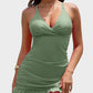 Deep V Cross-Back Ruched One-Piece Swimsuit