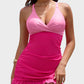 Women's Deep V Cross-Back Ruched Tummy Control One-Piece Swimsuit Flattering