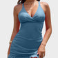 Women's Deep V Cross-Back Ruched Tummy Control One-Piece Swimsuit Flattering