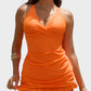 Women's Deep V Cross-Back Ruched Tummy Control One-Piece Swimsuit Flattering