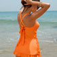 Women's Deep V Cross-Back Ruched Tummy Control One-Piece Swimsuit Flattering
