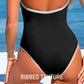 Sleek Deep V Ribbed Cross Back One-Piece Swimsuit for Women