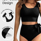 Double Tie Shoulder High Waist Tummy Control Bikini Set for Women
