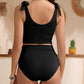 Double Tie Shoulder High Waist Tummy Control Bikini Set for Women
