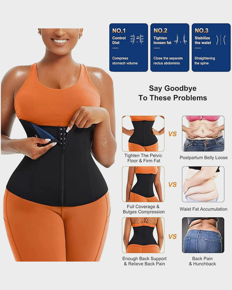 Double Layer Adjustable Waist Trainer Sweat Belt for Workout Slimming
