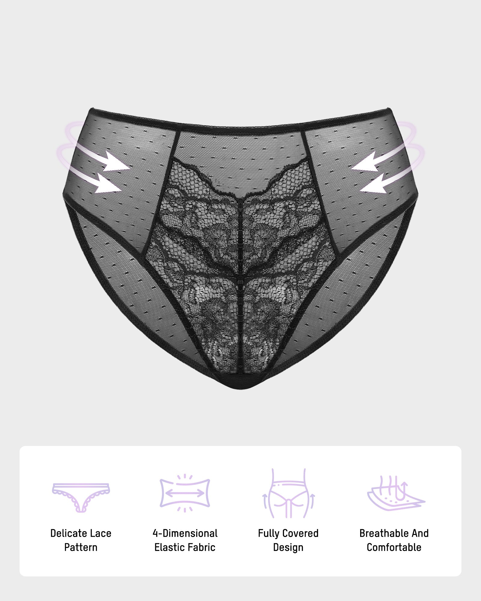 SheCurve Enchant Floral Lace Brief Underwear 3-Pack: Comfortable, Sexy, Chic