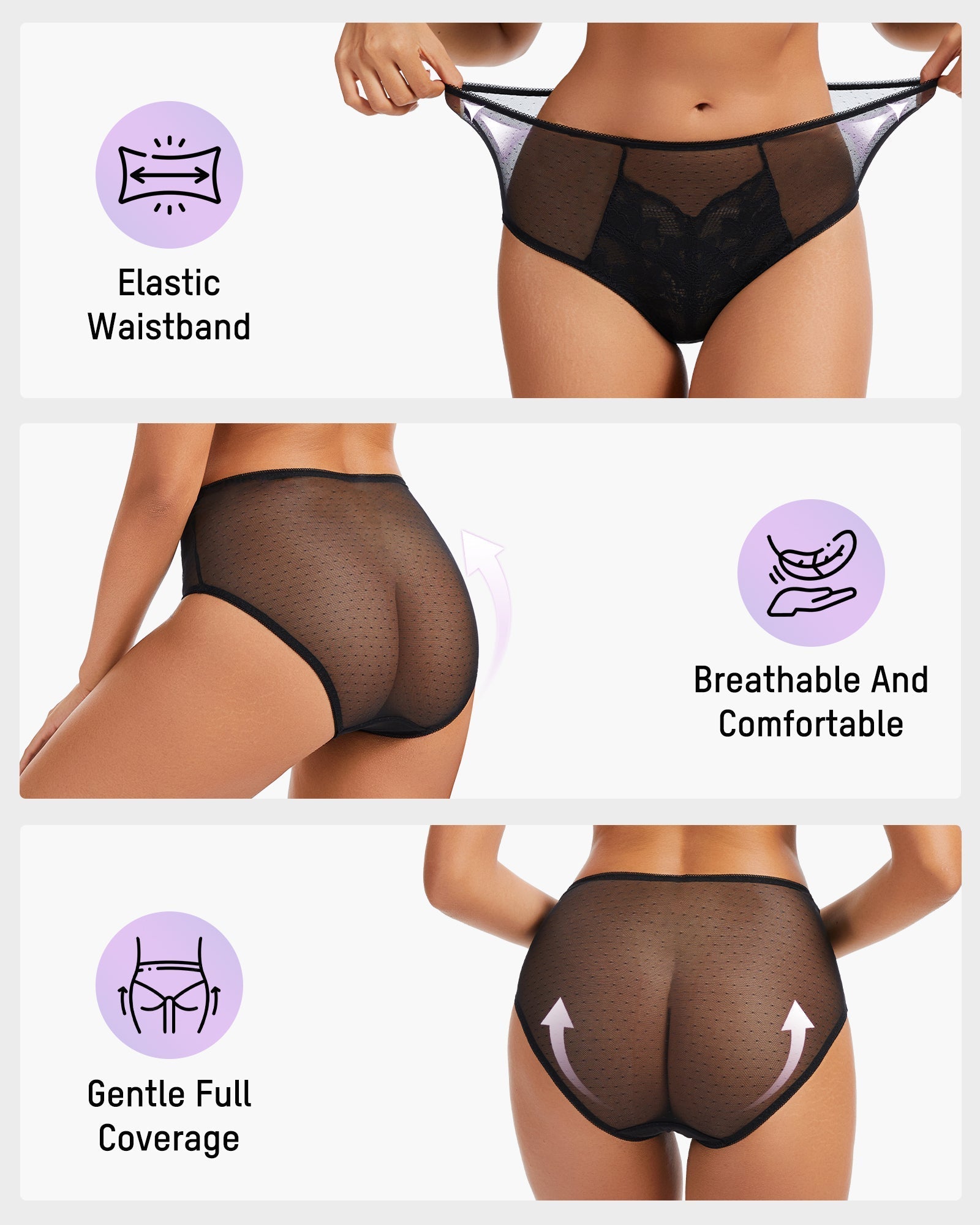 SheCurve Enchant Floral Lace Brief Underwear 3-Pack: Comfortable, Sexy, Chic