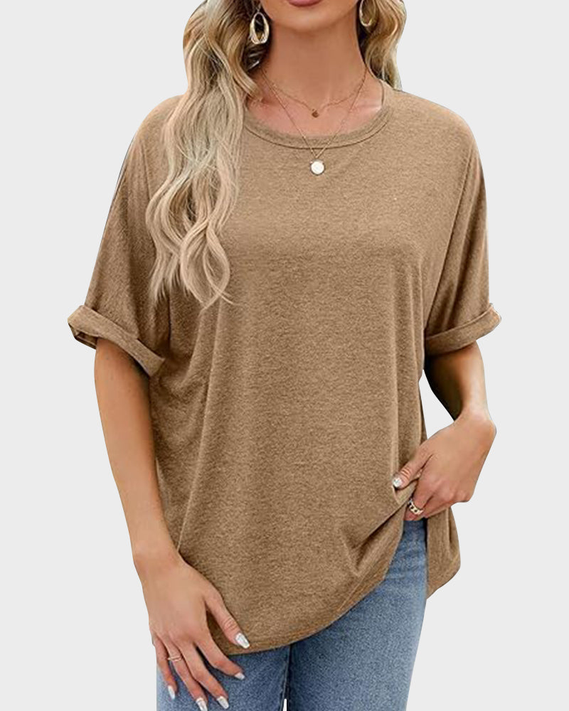 Effortless Women's Soft Loose Fit Short Sleeve Everyday Comfort Tee Shirt