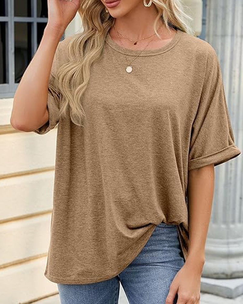 Effortless Women's Soft Loose Fit Short Sleeve Everyday Comfort Tee Shirt