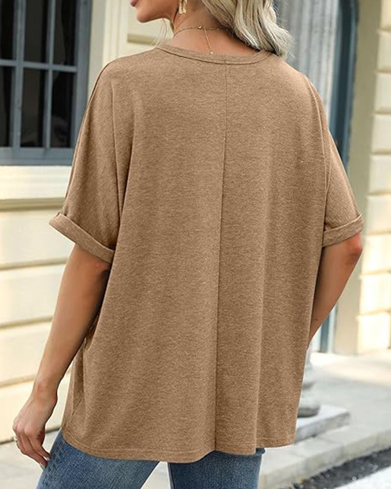 Effortless Women's Soft Loose Fit Short Sleeve Everyday Comfort Tee Shirt