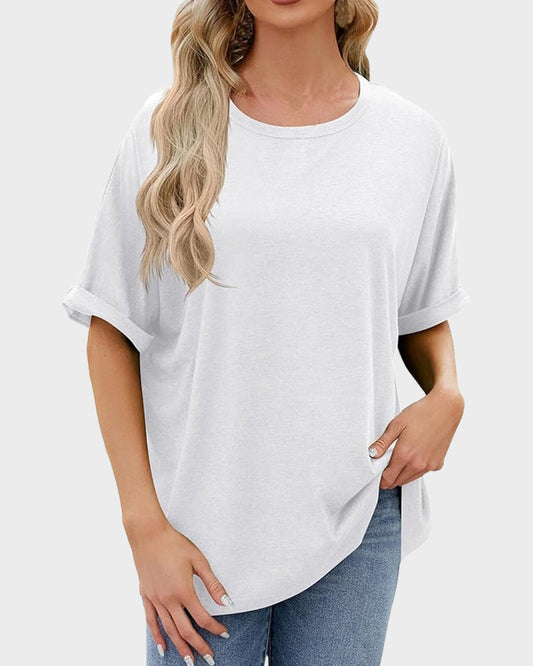 Effortless Women's Soft Loose Fit Short Sleeve Everyday Comfort Tee Shirt