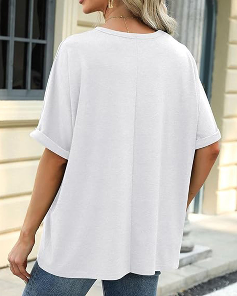 Effortless Women's Soft Loose Fit Short Sleeve Everyday Comfort Tee Shirt
