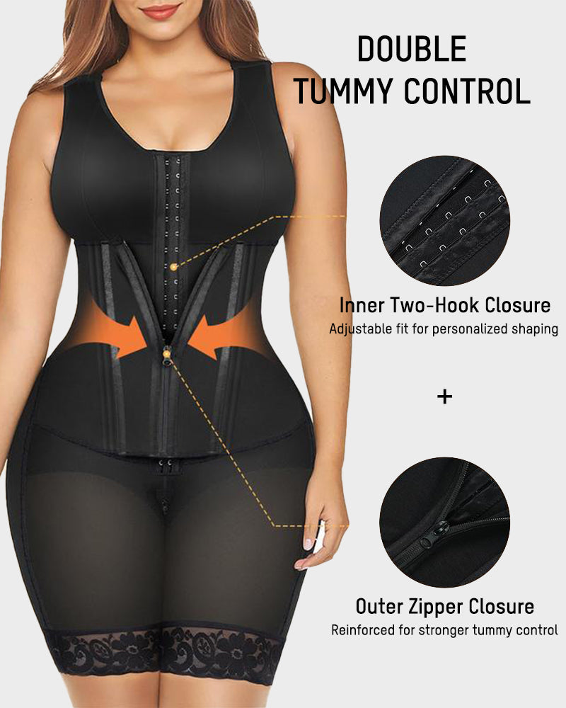Colombian Double Tummy Control Full Body Shaper with Steel Bones