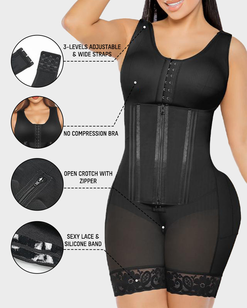 Colombian Double Tummy Control Full Body Shaper with Steel Bones