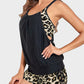 Chic Leopard Print Tankini Swimsuit: Flattering Two-Piece with Tummy Control & Support