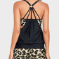 Chic Leopard Print Tankini Swimsuit: Flattering Two-Piece with Tummy Control & Support