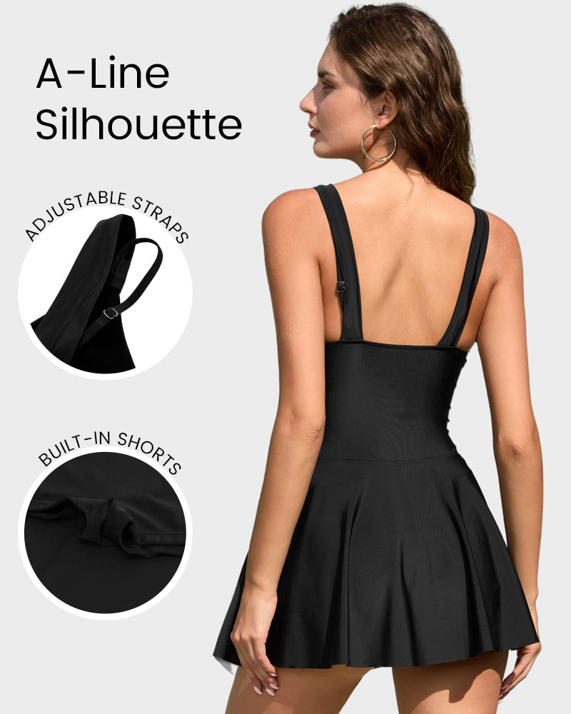 Elegant Floral Print One-Piece Swim Dress: Modest Coverage, Stylish Design, Comfort Fit