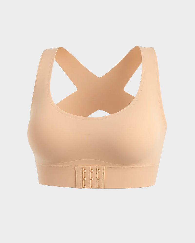 Wireless Front Closure Cross-Back Posture Bra for Superior Comfort and Support
