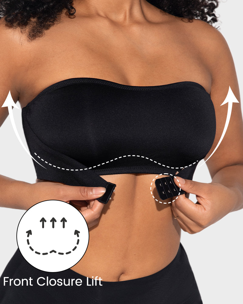 Comfort Wireless Seamless Bandeau Bra with Front Closure for Smooth Support