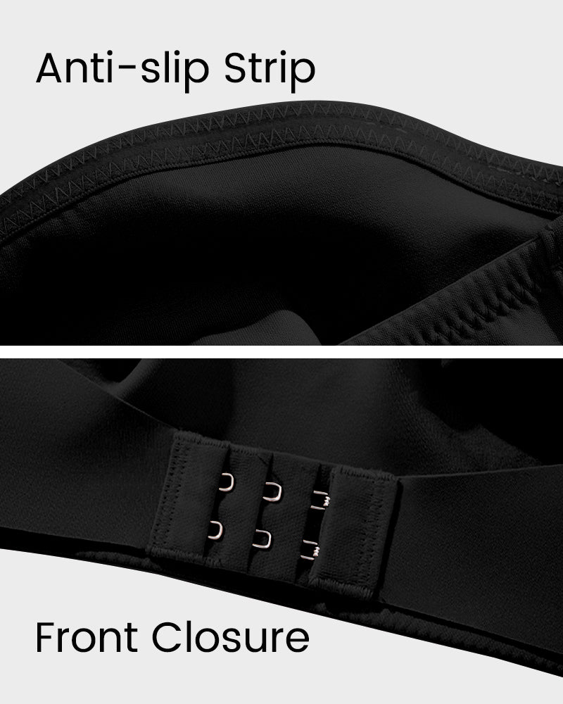 Comfort Wireless Seamless Bandeau Bra with Front Closure for Smooth Support