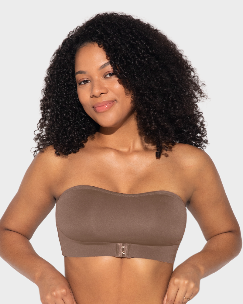 Comfort Wireless Seamless Bandeau Bra with Front Closure for Smooth Support