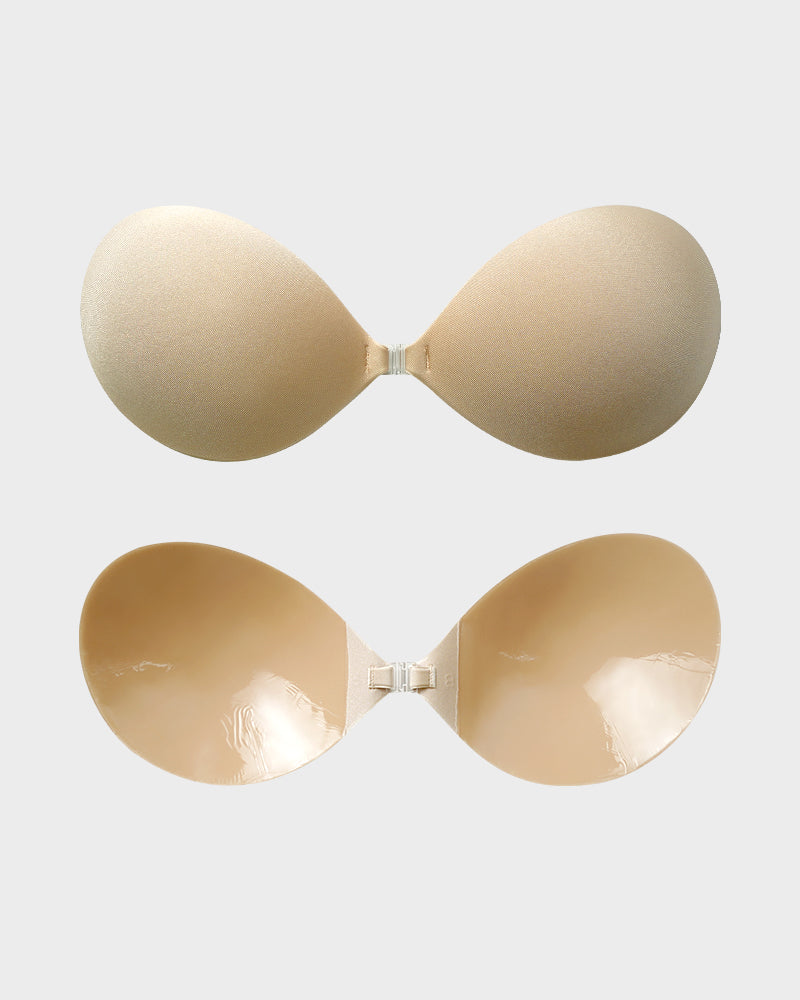 Invisible Front Closure Adhesive Push-Up Bra Set, 2 Pairs, Reusable & Strapless