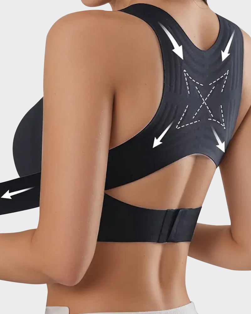 Wireless Front Closure Cross-Back Posture Bra for Superior Comfort and Support