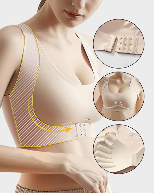 Wireless Front Closure Cross-Back Posture Bra for Superior Comfort and Support