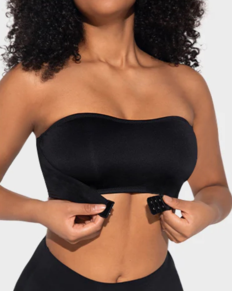 Comfort Wireless Seamless Bandeau Bra with Front Closure for Smooth Support