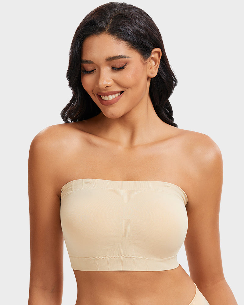 SheCurve Full-Coverage Seamless Bandeau Bra: Invisible, Wireless Comfort, Strapless Support