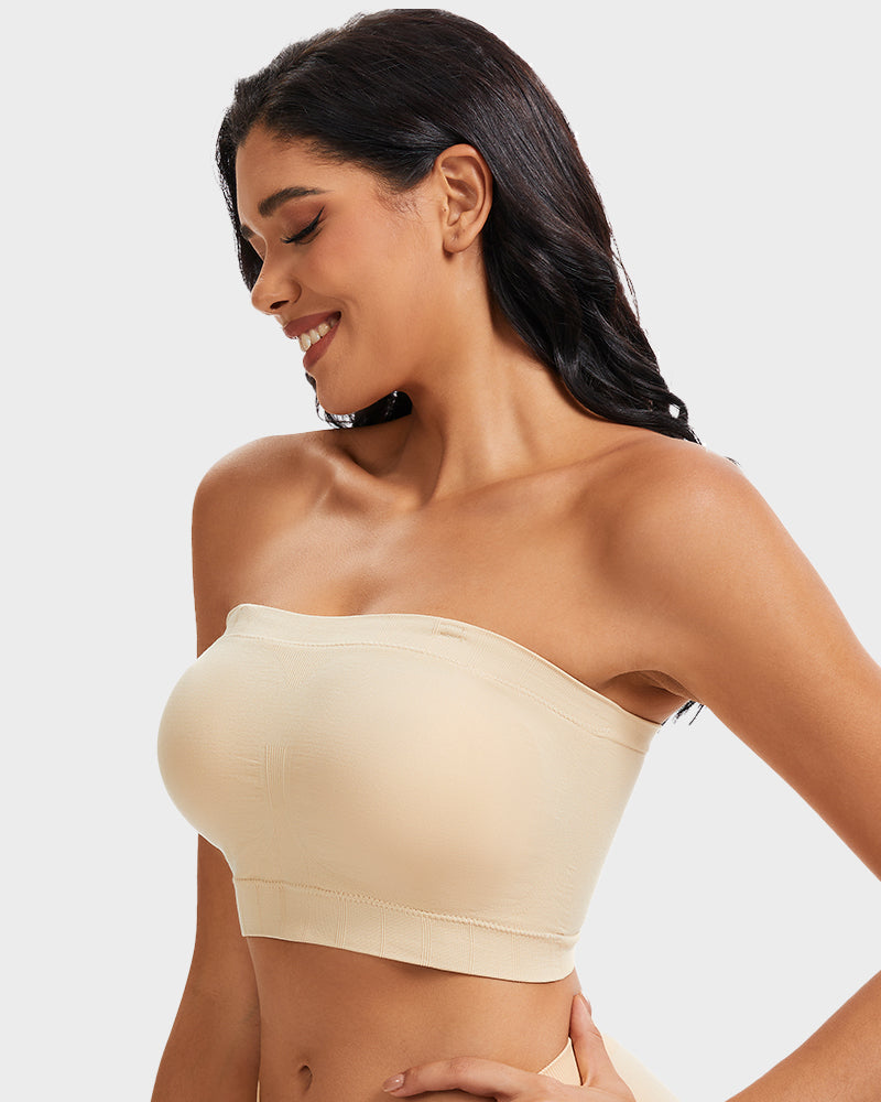 SheCurve Full-Coverage Seamless Bandeau Bra: Invisible, Wireless Comfort, Strapless Support