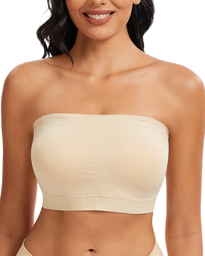 SheCurve Full-Coverage Seamless Bandeau Bra: Invisible, Wireless Comfort, Strapless Support