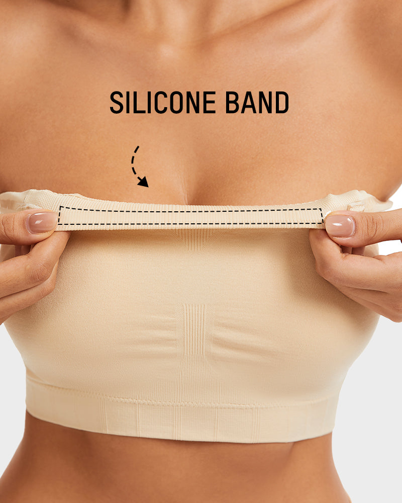 SheCurve Full-Coverage Seamless Bandeau Bra: Invisible, Wireless Comfort, Strapless Support