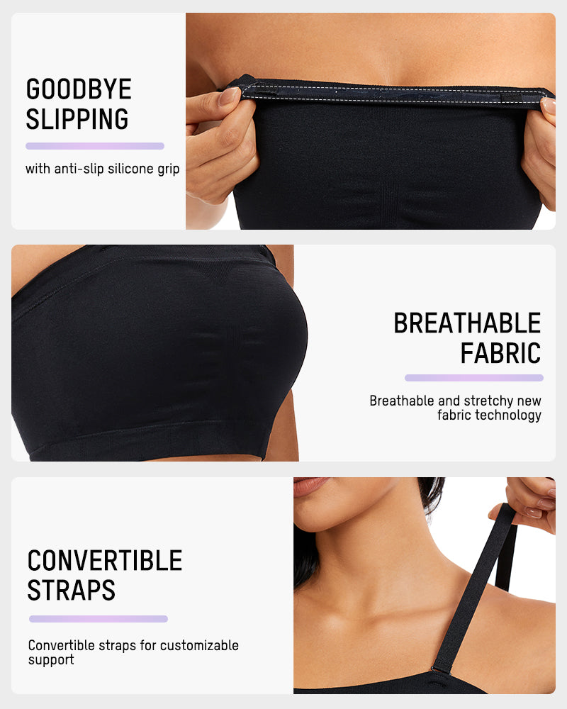 SheCurve Full-Coverage Seamless Bandeau Bra: Invisible, Wireless Comfort, Strapless Support