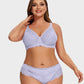 Elegant Purple Full Coverage Lace Minimizer Bra for Plus Size Support